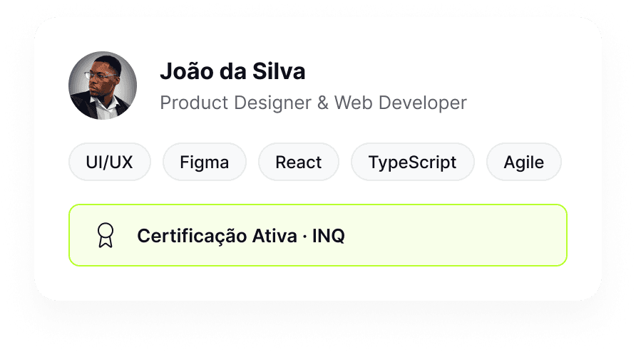 Perfil profissional com competências certificadas na Legacy